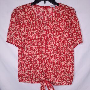 Madewell Red Tie Front Blouse